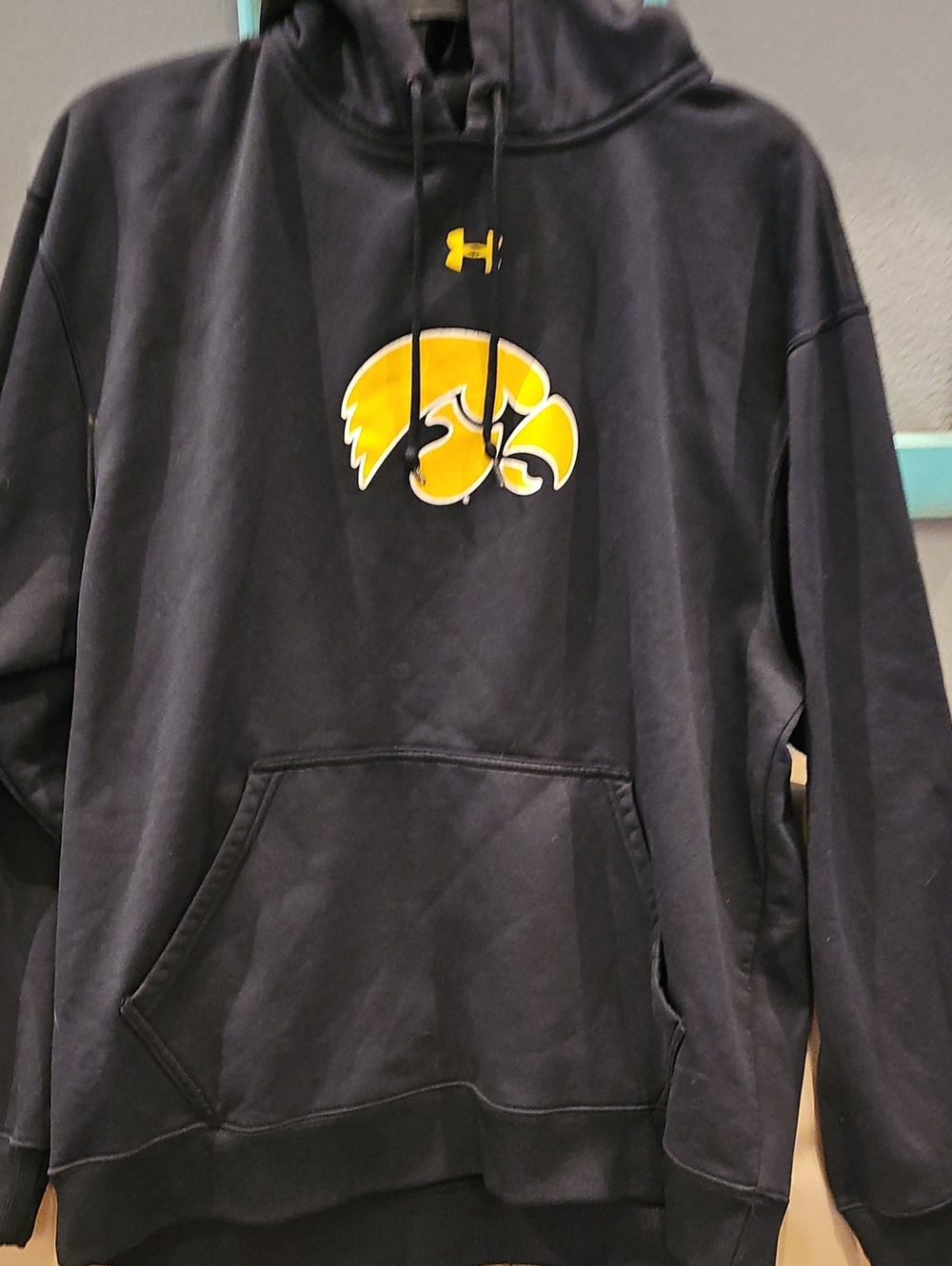Under Armour Men’s Black Crewneck Hoodie with Yellow Logo